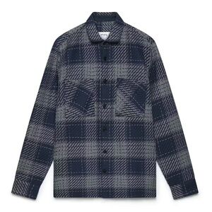 Wax London Whiting Shirt Jacket | Textured Overshirt | Navy | Size L
